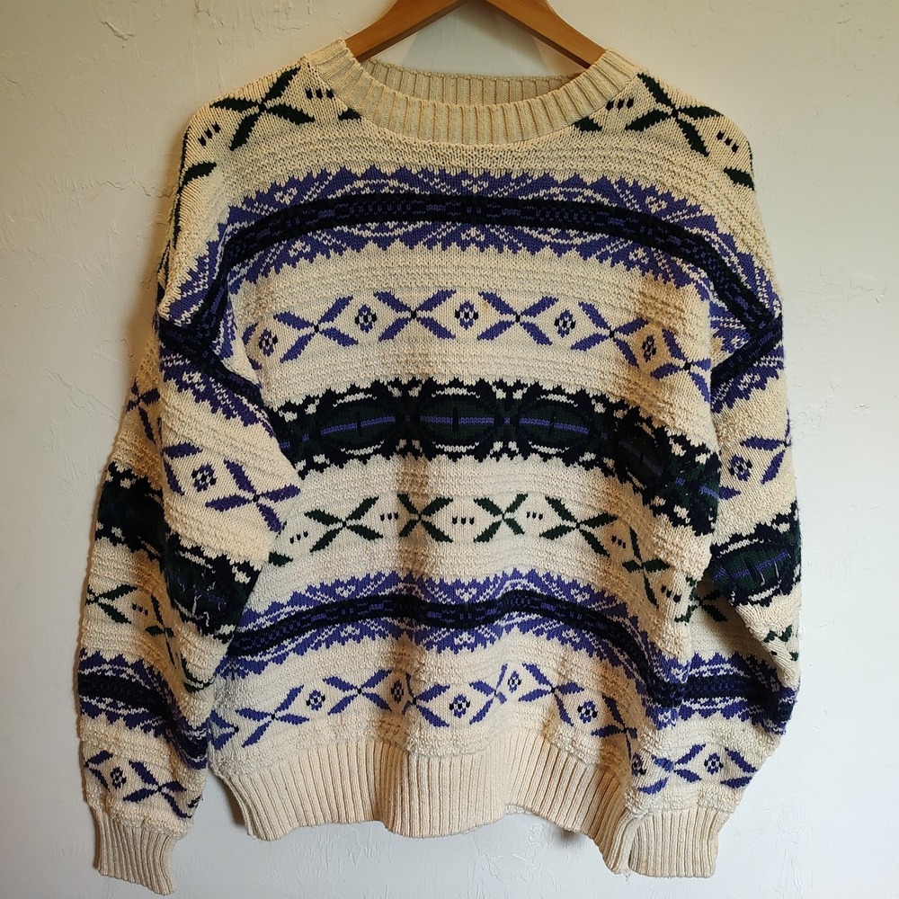 College Point Sweater Sz 2XL USA Boho Retro Grandpa Cabin Nordic Coastal Gorpcor